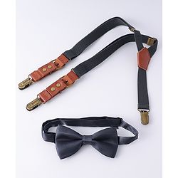 Pine Kids Free Size Bow & Suspender Set - Navy Blue
