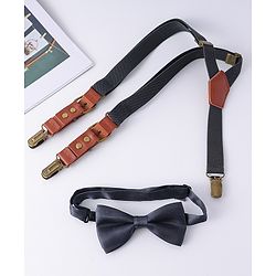 Pine Kids Free Size Bow & Suspender Set - Navy Blue