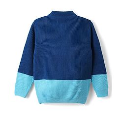 Pine Kids Knit Full Sleeves Front Open Sweater with Kangaroo Pocket & Cable Knit Design - Blue