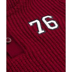 Pine Kids Knit Full Sleeves Hooded Sweater with Number Patch - Dark Red