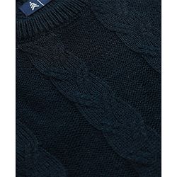 Pine Kids Knit Full Sleeves Pullover Sweater With Cable Knit & Argyle Design - Navy Blue