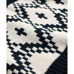 Pine Kids Knit Full Sleeves Pullover Sweater With Cable Knit & Argyle Design - Navy Blue