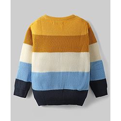 Pine Kids Knit Full Sleeves Pullover Sweater With Stripe Design - Multicolour