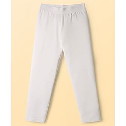 Pine Kids Cotton Lycra Knit Full Length Solid Coloured Leggings Pack Of 2- Navy Blue & White