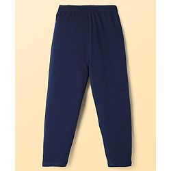 Pine Kids Cotton Lycra Knit Full Length Solid Coloured Leggings Pack Of 2- Navy Blue & White