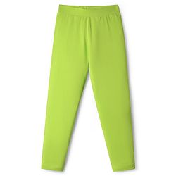 Pine Kids Cotton Lycra Knit Full Length Solid Coloured Leggings Pack Of 2- Black & Green