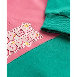 Pine Kids Cotton Knit Full Sleeves Hooded Sweatshirt with Text Print - Pink