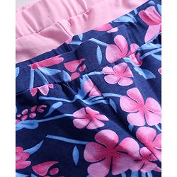 Pine Kids Cotton Knit Full Length Leggings With Floral Print Pack Of 2 - Purple & Pink