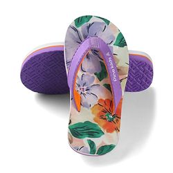 Pine Kids Slip On Floral Printed Flip Flops - Purple