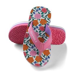 Pine Kids Slip On Flip Flops with Floral Print - Pink