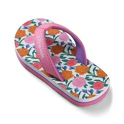 Pine Kids Slip On Flip Flops with Floral Print - Pink