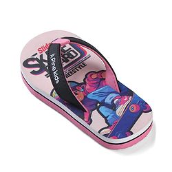 Pine Kids Slip On Flip Flops with Skating Print - Pink