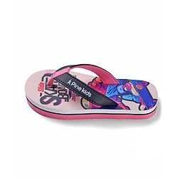 Pine Kids Slip On Flip Flops with Skating Print - Pink