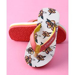 Pine Kids Slip on Flip Flops with Floral Print - White