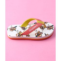Pine Kids Slip on Flip Flops with Floral Print - White