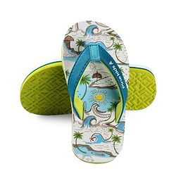 Pine Kids Slip On Flip Flops with Beach Theme Print - Blue