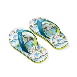 Pine Kids Slip On Flip Flops with Beach Theme Print - Blue