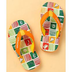 Pine Kids Slip On Flip Flops with Nautical Theme Print - Multicolor