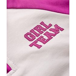 Pine Kids Cotton Knit Full Raglan Sleeves Sweatshirt With Front & Back Text Print - Dark Pink & White