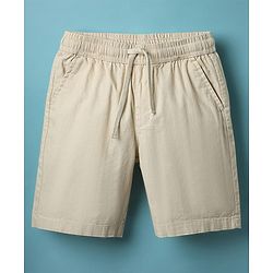 Pine Kids Cotton Woven Above Knee Length Solid Coloured Shorts-Beige