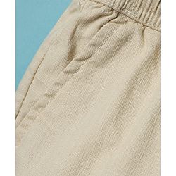 Pine Kids Cotton Woven Above Knee Length Solid Coloured Shorts-Beige