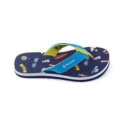 Pine Kids Flip Flops With Tropical Theme Print - Navy Blue