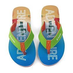 Pine Kids Flip Flops With Text Print - Blue