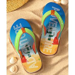 Pine Kids Flip Flops With Text Print - Blue
