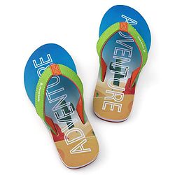 Pine Kids Flip Flops With Text Print - Blue