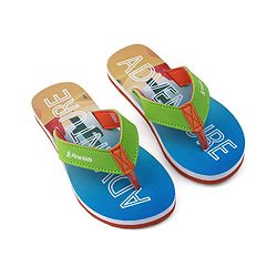 Pine Kids Flip Flops With Text Print - Blue