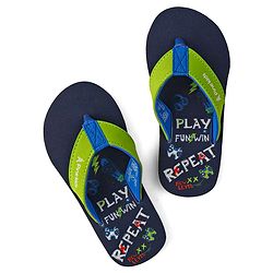 Pine Kids Slip On Flip Flops With Text Print - Navy Blue