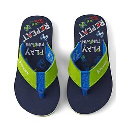 Pine Kids Slip On Flip Flops With Text Print - Navy Blue