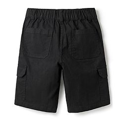 Pine Kids Cotton Elastane Woven Above Knee Length Solid Colour Shorts - Black