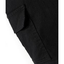 Pine Kids Cotton Elastane Woven Above Knee Length Solid Colour Shorts - Black