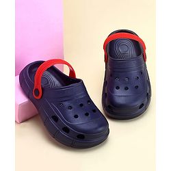 Pine Kids Solid Color Back Strap Closure Clogs - Navy Blue