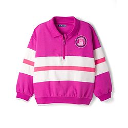 Pine Kids Cotton Knit Full Sleeves Sweatshirt With Brooklyn Print - Fuchsia