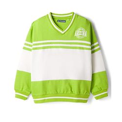 Pine Kids Cotton Knit Full Sleeves Sweatshirt With Arizona Print - Light Green & White