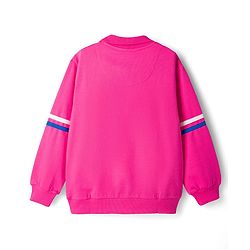 Pine Kids Cotton Knit Full Sleeves Sweatshirt With Star Print & Color Block Design - Dark Pink