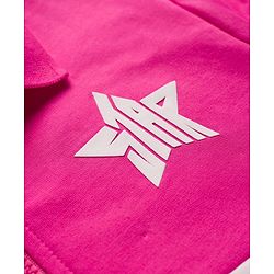 Pine Kids Cotton Knit Full Sleeves Sweatshirt With Star Print & Color Block Design - Dark Pink