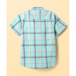Pine Kids Cotton Woven Half Sleeves Checkered Shirt With T-Shirt - Aqua