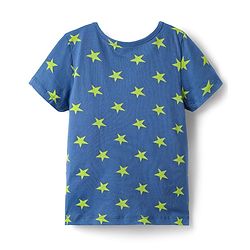 Pine Kids Single Jersey Knit Half Sleeves Co-Ord Night Suit With Star Print - Blue