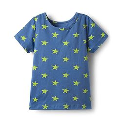 Pine Kids Single Jersey Knit Half Sleeves Co-Ord Night Suit With Star Print - Blue