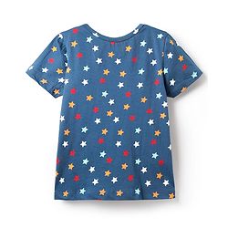 Pine Kids Single Jersey Knit Half Sleeves Co-Ord Night Suit With Star Print - Blue