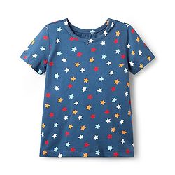 Pine Kids Single Jersey Knit Half Sleeves Co-Ord Night Suit With Star Print - Blue