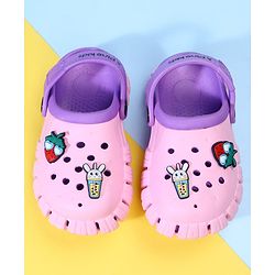 Pine Kids Back Strap Clogs with Applique - Pink