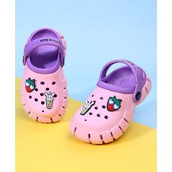 Pine Kids Back Strap Clogs with Applique - Pink