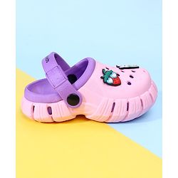 Pine Kids Back Strap Clogs with Applique - Pink
