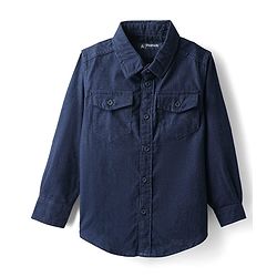 Pine Kids Corduroy Woven Full Sleeves Solid Shirt with Front Pockets - Navy Blue