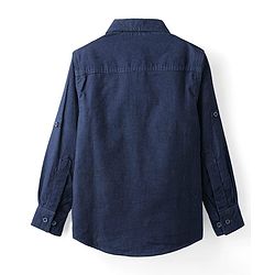 Pine Kids Corduroy Woven Full Sleeves Solid Shirt with Front Pockets - Navy Blue