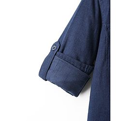 Pine Kids Corduroy Woven Full Sleeves Solid Shirt with Front Pockets - Navy Blue
